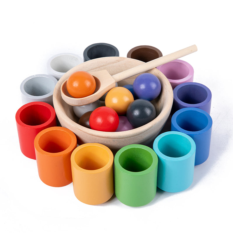 Montessori Regenbogen Kugeln Holzspiel