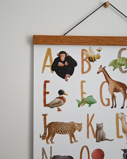 Alphabet Poster mit illustrierten Tiermotiven für das Kinderzimmer A3