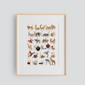 Alphabet Poster mit illustrierten Tiermotiven für das Kinderzimmer A3